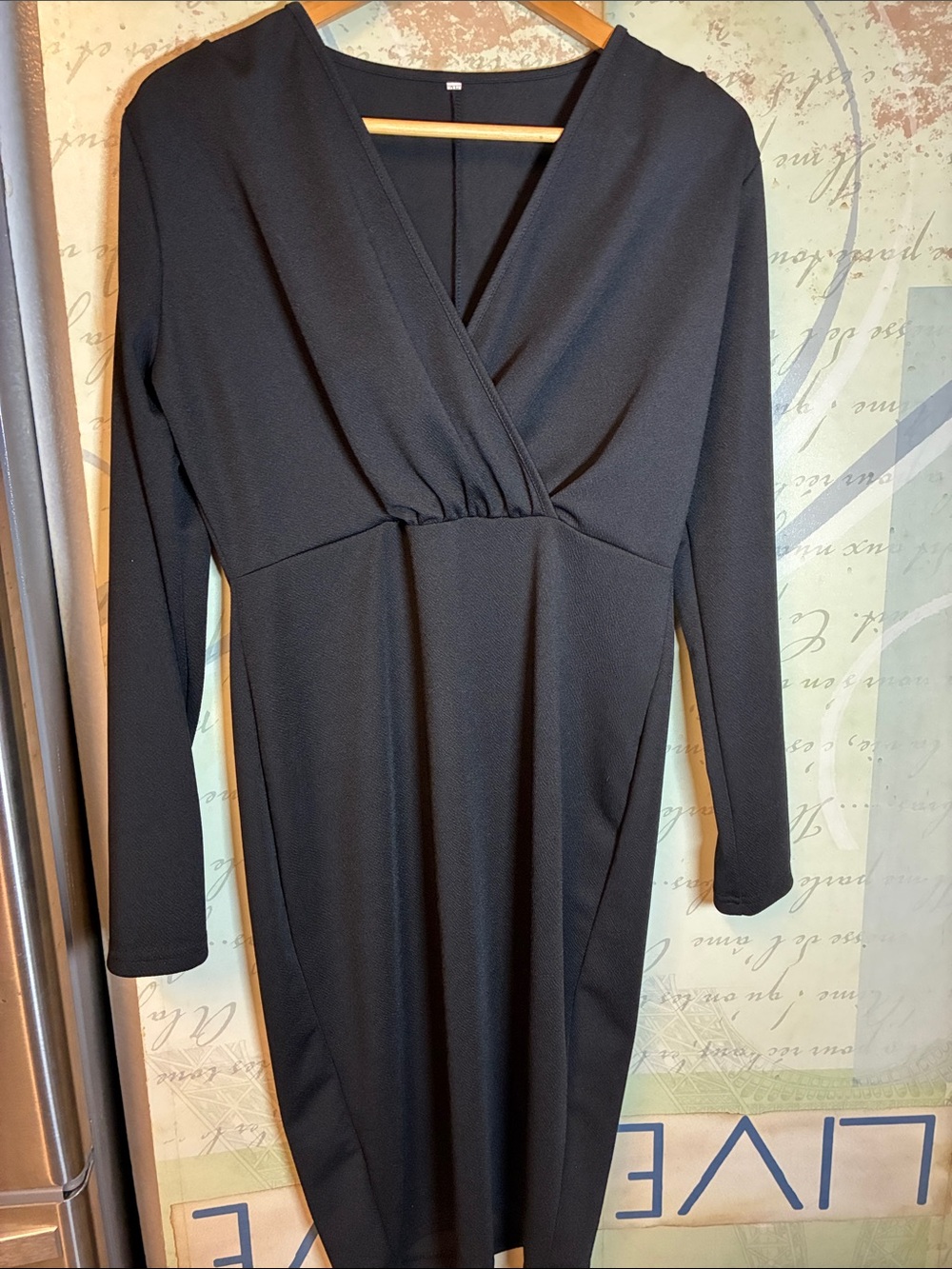 Black V-Neck Long Sleeve Women’s Dress SzXL NWOT